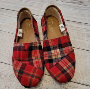 TOMS Women's •Size 9• Flannel Plaid Faux Fur Lined Slip-on Comfort Shoe Cozy